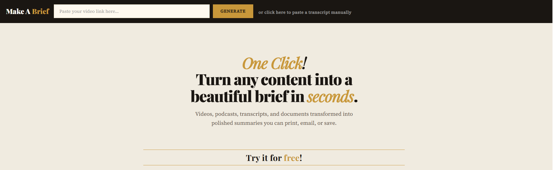 Make A Brief homepage