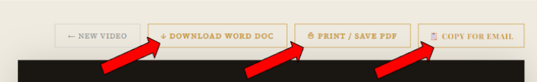 Make A Brief export buttons for Word Doc, PDF, and Email