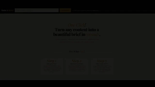 Demo showing Make A Brief converting content into a formatted brief in seconds